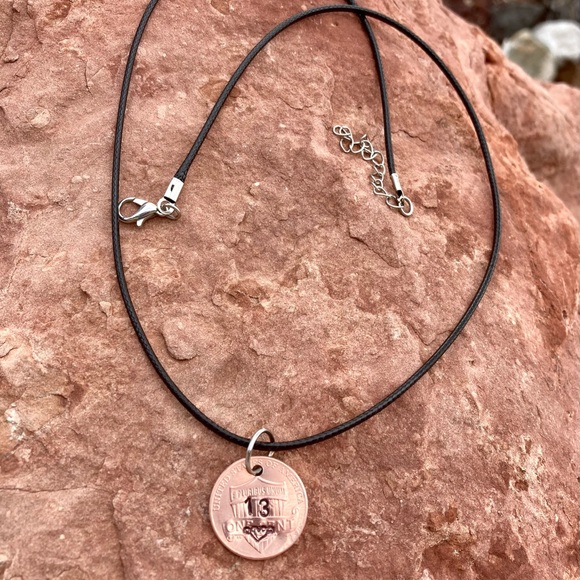 Stamped Penny Tribute Pendant Necklace - Picture 3 of 3